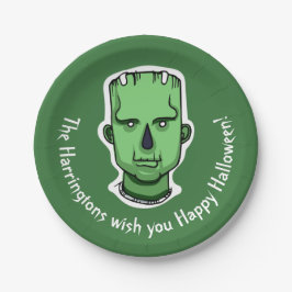 Plato De Papel Texto personalizado y color Halloween Criaturas 3/