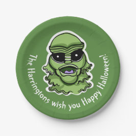 Plato De Papel Texto personalizado y color Halloween Criaturas 4/