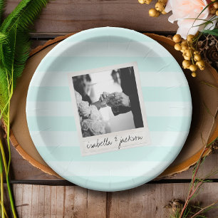 Plato De Papel Texto retro del personalizado del marco de la foto