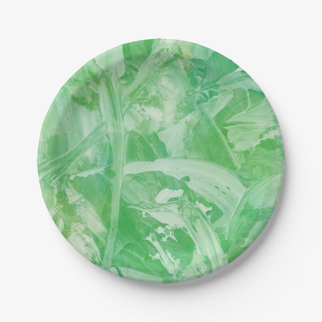 Plato De Papel Texto verde brillante texturizado  (Anverso)