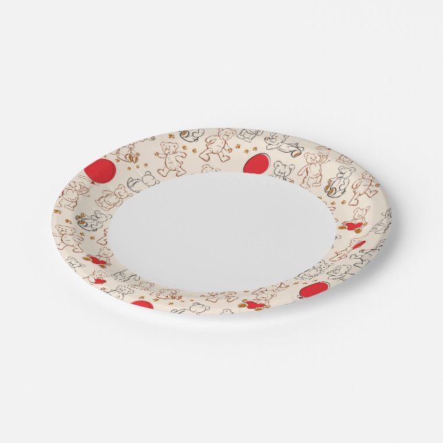 Plato De Papel Textura con osos de peluche (Angular)