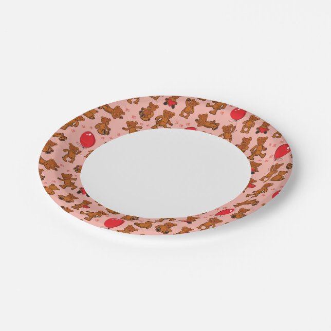 Plato De Papel Textura con osos de peluche, corazones (Angular)