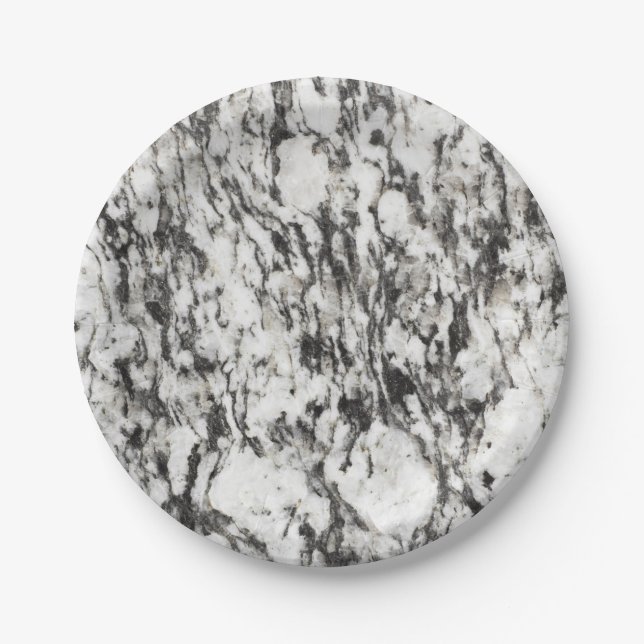 Plato De Papel Textura de granito | Fondo de mármol negro (Anverso)