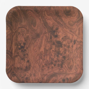 Plato De Papel Textura de madera de Burl Mahogany
