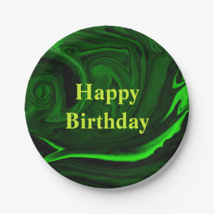 Plato De Papel textura de malaquita verde piedra ,personalizada