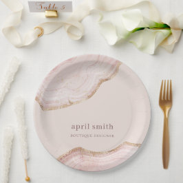 Plato De Papel Textura de mármol suave del álamo de oro del Rosa