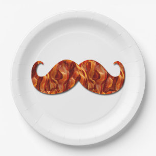 Plato De Papel Textura de tocino de mustache caliente