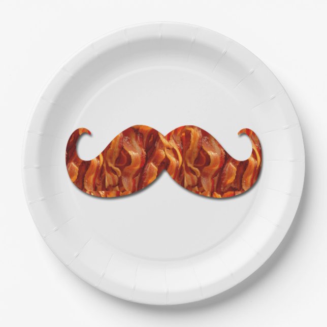 Plato De Papel Textura de tocino de mustache caliente (Anverso)