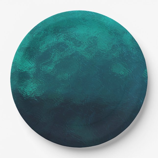 Plato De Papel Textura de vidrio verde escarchado (Anverso)