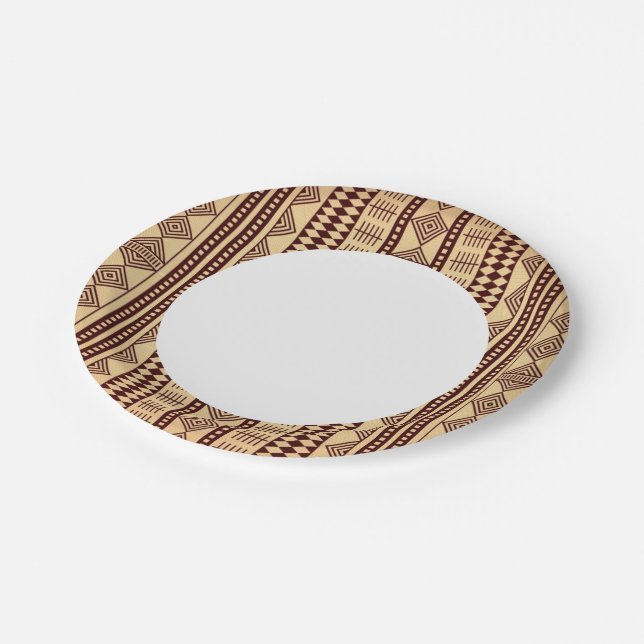 Plato De Papel Textura étnica marrón (Angular)