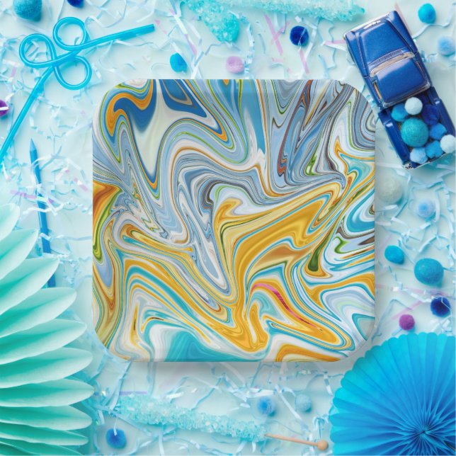 Plato De Papel Textura licuada (Fiesta)