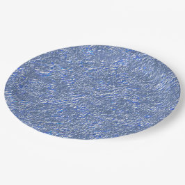 Plato De Papel Textura Raya azul e efeito prateado