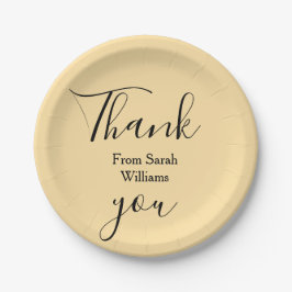 Plato De Papel Thank you from add name yellow Pastel boho wedding