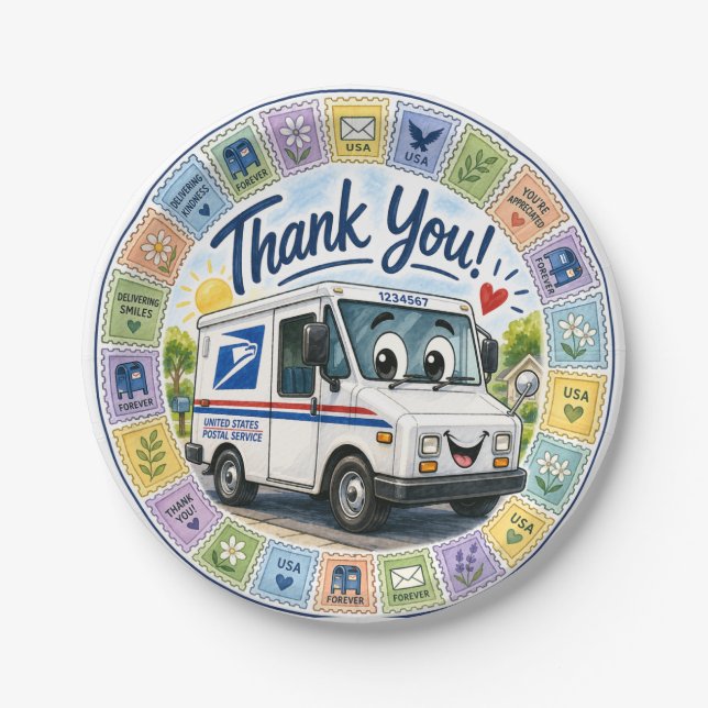 Plato De Papel Thank you Postal Workers  (Anverso)