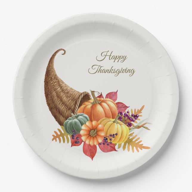 Plato De Papel Thankde Cornucopia Paper Plate (Anverso)