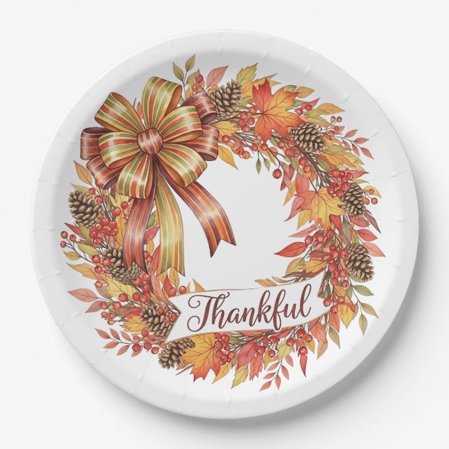 Plato De Papel Thankful Wreath (Anverso)
