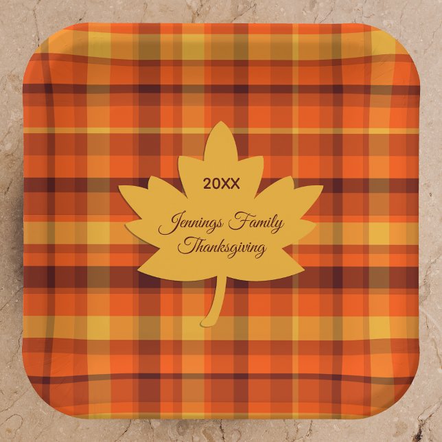 Plato De Papel Thanksgiving Plaid with Maple Paper Products  (Subido por el creador)