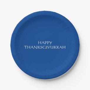 Plato De Papel Thanksgivukah azul blanco Acción de Gracias Hanukk