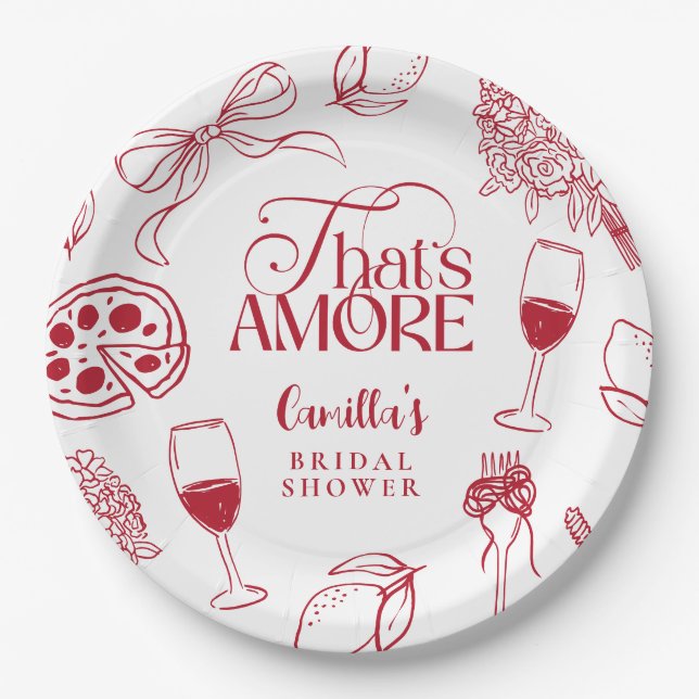 Plato De Papel That’s Amore Red Bridal Shower (Anverso)