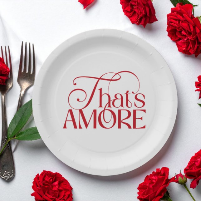 Plato De Papel That’s Amore Red script Bridal Shower (Subido por el creador)