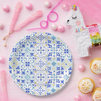 Plato De Papel That's Amore Amalfi azulejo griego despedida de so