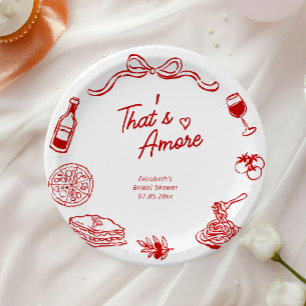 Plato De Papel That's Amore Coquette Ropa de Boda de Ducha Italia