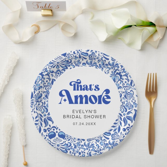 Plato De Papel That's Amore Modern Italian Bridal Shower (Boda)