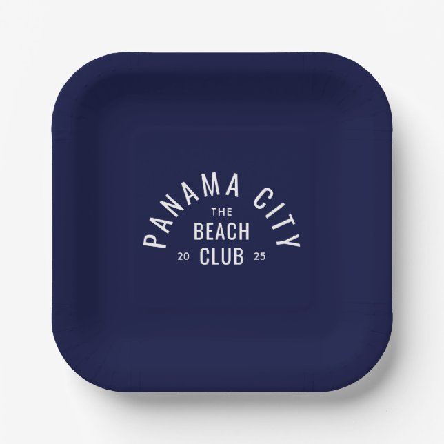 Plato De Papel The Beach Club Destino Personalizado Deep Blue (Anverso)
