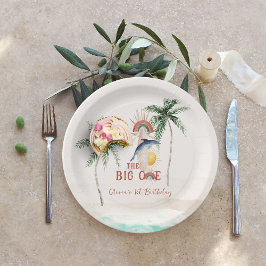 Plato De Papel The Big One | Cumpleaños Retro de Verano Surf