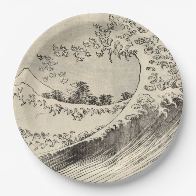 Plato De Papel The Big Wave (de Katsushika Hokusai) (Anverso)