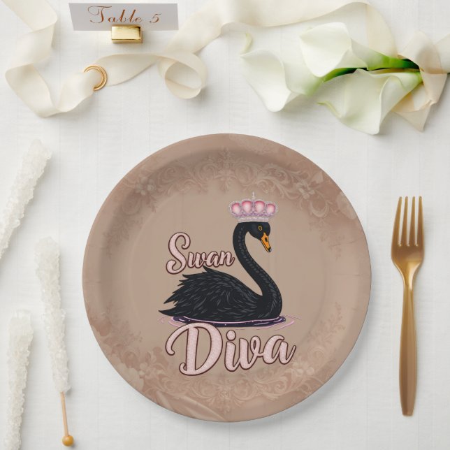 Plato De Papel The black swan, queen of the water.  (Boda)