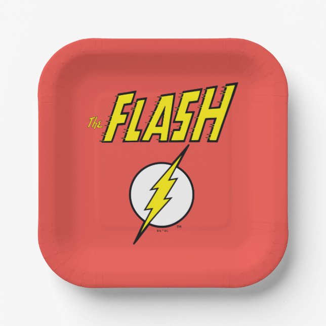 Plato De Papel The Flash Name & Lightning Bolt Logo (Anverso)