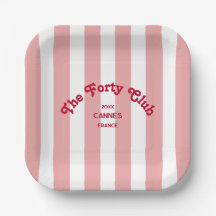 The Forty Club Pink Cabana Stripe Cumpleaños 40