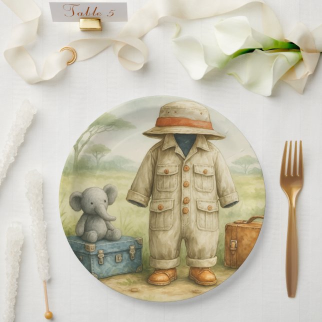 Plato De Papel The Little Explorer | Safari Adventure Baby Shower (Boda)