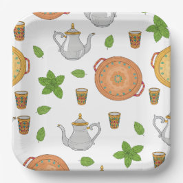 Plato De Papel Thé marocain & Motif tadjik