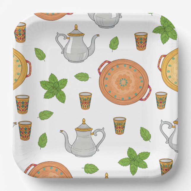Plato De Papel Thé marocain & Motif tadjik (Anverso)