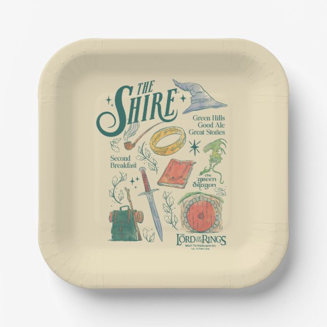 Plato De Papel THE SHIRE™ Watercolor Collage Graphic (Anverso)