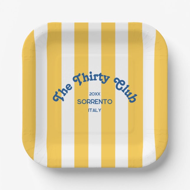 Plato De Papel The Thirty Club Beach Cabana Stripe 30th Birthday  (Anverso)