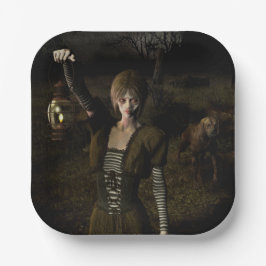 Plato De Papel Thin female carrying lamp