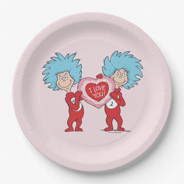 Plato De Papel Thing One Thing Two Te Amo (Anverso)