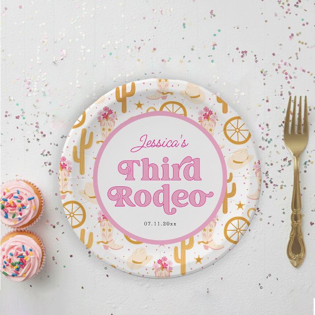 Plato De Papel Third Rodeo Cowgirl 3rd Birthday (Subido por el creador)