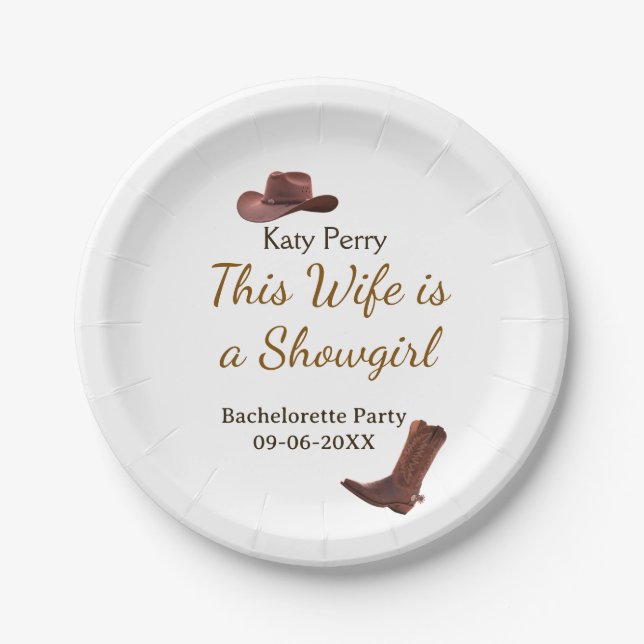 Plato De Papel This Wife is a showgirl bachelorette party name da (Anverso)