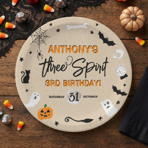 Plato De Papel Three Spirit! Cumpleaños de Halloween número 3