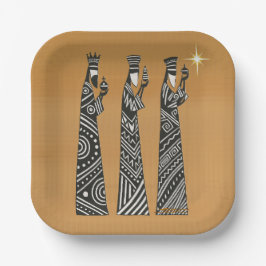 Plato De Papel Three Wise Men Black & White Christmas Nativity