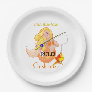 Plato De Papel Thunder_Cove, Chica de la sirena pesquera divertid