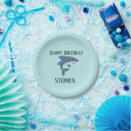 Plato De Papel Tiburón azul lindo personalizado