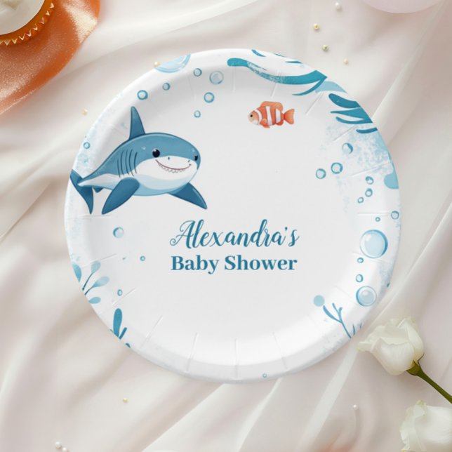 Plato De Papel Tiburón bajo el mar Animales oceánicos (Subido por el creador)