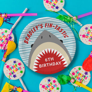Plato De Papel Tiburón muerde cualquier edad Placa de papel de cu
