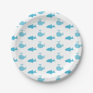 Plato De Papel Tiburones azules y ballenas cumpleaños de niño p