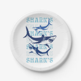 PLATO DE PAPEL TIBURONES, TIBURONES, ESTILO
